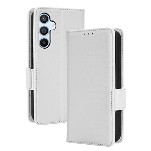 WOBURN Hülle für Samsung Galaxy A54 5G Hülle, Premium TPU/PU Leder Klappbar Tasche Schutzhülle Handyhülle mit Standfunktion & Kartensteckplätzen, Weiß von WOBURN