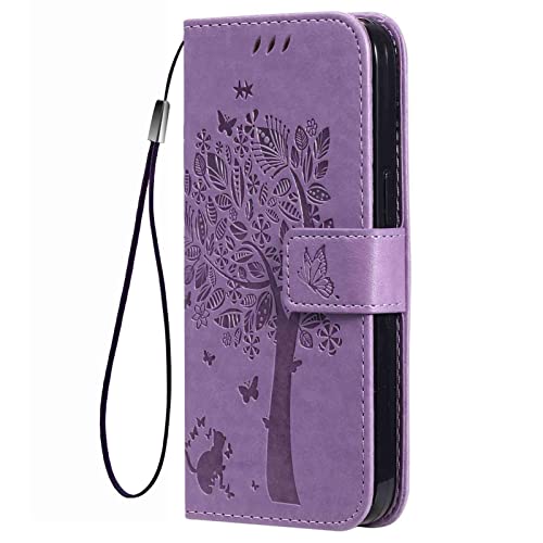 WOBURN Hülle für Samsung Galaxy S23 5G, Premium TPU/PU Leder Klappbar Exquisites Muster Schutzhülle Handyhülle mit Standfunktion & Kartensteckplätzen, Lavendel von WOBURN