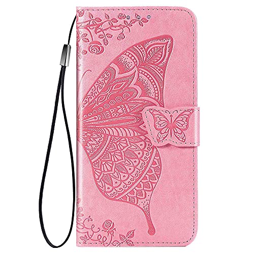 WOBURN Hülle für Samsung Galaxy S23 Plus | S23+ 5G, Premium TPU/PU Leder Klappbar Schmetterlingsprägung Schutzhülle Handyhülle mit Standfunktion & Kartensteckplätzen, Rosa von WOBURN
