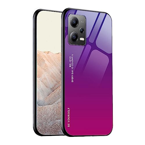 WOBURN Hülle für Xiaomi Poco X5 5G / Redmi Note 12 5G, Handyhülle Weich Silikon TPU Rahmen Farbverlauf-Glas Panzerglas Back Cover Dünn Case, Stoßfest Kratzfest Schutzhülle - 4 von WOBURN