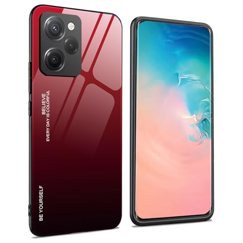 WOBURN Hülle für Xiaomi Poco X5 Pro 5G, Handyhülle Weich Silikon TPU Rahmen Farbverlauf-Glas Panzerglas Back Cover Dünn Case, Stoßfest Kratzfest Schutzhülle - 5 von WOBURN