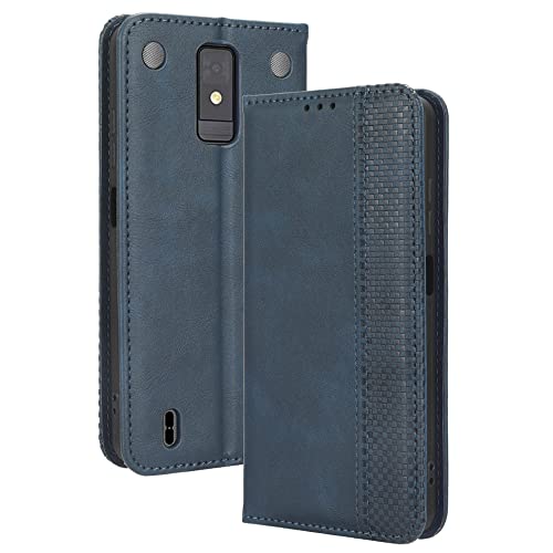 WOBURN Hülle für ZTE Blade A32, Premium TPU/PU Leder Klappbar Schutzhülle Tasche Handyhülle mit Standfunktion & Kartensteckplätzen, Blau von WOBURN