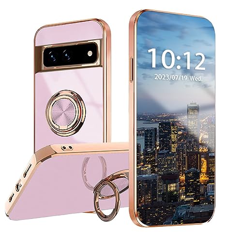 WOBURN Silikon Hülle für Google Pixel 7 Pro mit Drehung Fingerring Stände, Handyhülle Überzug Ultra Dünn Weiche TPU Stoßfest Schutzhülle Cover Bumper - Violett WOBURN Silikon Hülle für Google Pixel 7 Pro mit Drehung Fingerring Stände, Handyhülle Überzug Ultra Dünn Weiche TPU Stoßfest Schutzhülle Cover Bumper - Violett von WOBURN
