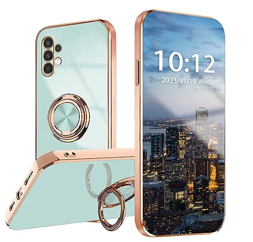 WOBURN Silikon Hülle für Samsung Galaxy A13 4G 6.6" mit Drehung Fingerring Stände, Handyhülle Überzug Ultra Dünn Weiche TPU Stoßfest Schutzhülle Cover Bumper - Hellgrün von WOBURN