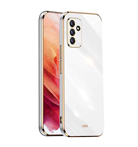 WOBURN Silikon Hülle für Samsung Galaxy A34 5G Case, Handyhülle Golden Galvanisierrahmen Dünne Weiche TPU Soft Stoßfest Schutzhülle Cover Bumper - Weiß von WOBURN