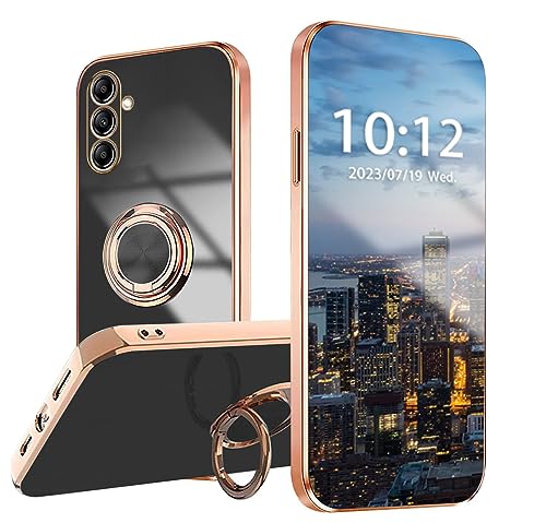 WOBURN Silikon Hülle für Samsung Galaxy A54 5G mit Drehung Fingerring Stände, Handyhülle Überzug Ultra Dünn Weiche TPU Stoßfest Schutzhülle Cover Bumper - Schwarz von WOBURN