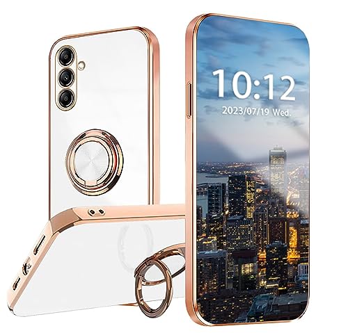 WOBURN Silikon Hülle für Samsung Galaxy A54 5G mit Drehung Fingerring Stände, Handyhülle Überzug Ultra Dünn Weiche TPU Stoßfest Schutzhülle Cover Bumper - Weiss von WOBURN