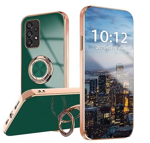 WOBURN Silikon Hülle für Samsung Galaxy A73 5G mit Drehung Fingerring Stände, Handyhülle Überzug Ultra Dünn Weiche TPU Stoßfest Schutzhülle Cover Bumper - Schwarz von WOBURN
