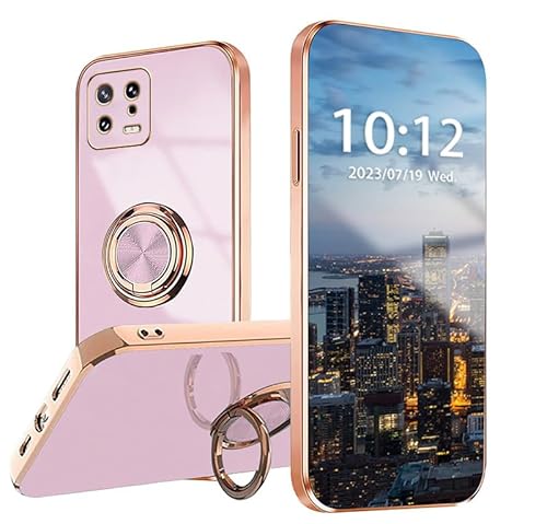 WOBURN Silikon Hülle für Xiaomi Mi 13 Pro mit Drehung Fingerring Stände, Handyhülle Überzug Ultra Dünn Weiche TPU Stoßfest Schutzhülle Cover Bumper - Violett von WOBURN
