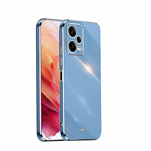 WOBURN Silikon Hülle für Xiaomi Poco X5 Pro 5G Case, Handyhülle Golden Galvanisierrahmen Dünne Weiche TPU Soft Stoßfest Schutzhülle Cover Bumper - Blau von WOBURN