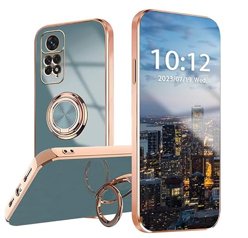 WOBURN Silikon Hülle für Xiaomi Redmi Note 11 Pro 4G/5G (6.67") mit Drehung Fingerring Stände, Handyhülle Überzug Ultra Dünn Weiche TPU Stoßfest Schutzhülle Cover Bumper - Grau von WOBURN