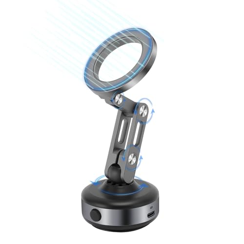 WODHMIEY Vakuum-Magnet Handyhalter Klappbar mit Dreischicht-Faltmechanismus & Einstellbarer Spannung, Zweiseitig: Magnet & Vakuum, Für Auto, Zuhause, Fitnessstudio & TikTok/Instagram Influencer von WODHMIEY
