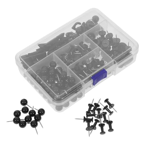 WOFASHPURET 200-Teiliges Set Reißzwecken-Set Pushpins Stecknadeln Pinnnadeln für Pinnwand dekorative Reißzwecken Cork Board Stifte Reißnägel für die Wand Daumennagel Rostfreier Stahl Schwarz von WOFASHPURET