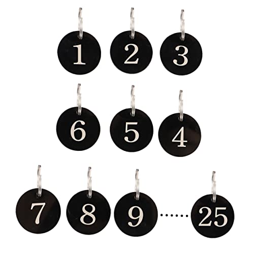 WOFASHPURET 25 Stück Digitales Handclip ID-Nummern-Tags Nummer Tags klingelt Hotel Hotelnummer Tags Schließfachnummer klingelt Tag-Nummernschlüssel Nummernschildringe Acryl Schwarz von WOFASHPURET