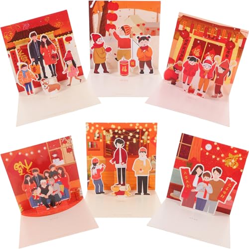 WOFASHPURET 6St Grußkarte frohes neues jahr karte chinesische neujahrskarten Weihnachtsgeschenke Weihnachtsdekoration dekorative Neujahrskarte neujahr Weihnachten Karte von WOFASHPURET