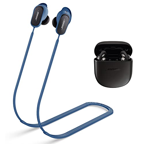 WOFRO Anti-Verlust-Gurt für Bose QuietComfort Ohrhörer II, Sport, weiches Silikon-Umhängeband, Zubehör, kompatibel mit New Bose QuietComfort Ohrhörern, 2 Halsband, Blau von WOFRO