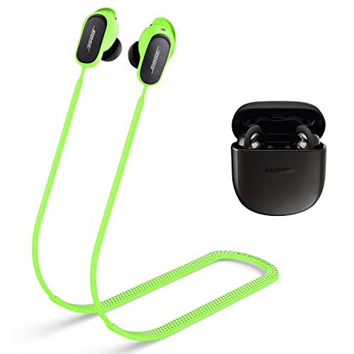 WOFRO Anti-Verlust-Gurt für Bose QuietComfort Ohrhörer II und Bose QuietComfort Ultra (2023), Sport-Umhängeband aus weichem Silikon, kompatibel mit neuen Bose QC Ohrhörern, 3 Halsschnur, Grün von WOFRO
