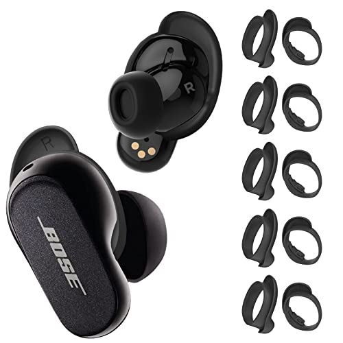 WOFRO Ohrstöpsel für Bose QuietComfort Ohrhörer II und Bose QuietComfort Ultra-Ohrhörer, rutschfest, Silikon, Sport-Kratzer, Zubehör, kompatibel mit Bose QC Earbuds 2 (schwarz), 5 Paar von WOFRO