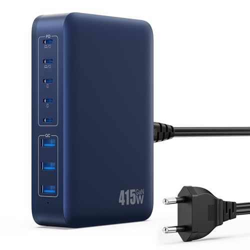 415W USB C Ladegerät Mehrfach, 8-Port Schnellladegerät GaN IV USB Ladestation mit 5 C und 3 A Ausgänge, Dual-PD 100W PPS Charger USB C Netzteil für Laptop, MacBook, iPad, iPhone, Samsung und mehr-Blau 415W USB C Ladegerät Mehrfach, 8-Port Schnellladegerät GaN IV USB Ladestation mit 5 C und 3 A Ausgänge, Dual-PD 100W PPS Charger USB C Netzteil für Laptop, MacBook, iPad, iPhone, Samsung und mehr-Blau von WOGPE