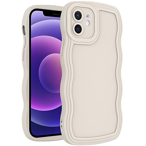 WOGROO Schutzhülle für iPhone 12 Mini, gewelltes Rahmendesign, weiches, flexibles TPU, niedlich, gewellt, einfarbig, ästhetische Flashion, stoßfeste Schutzhülle, 13,7 cm (5,4 Zoll), Cremeweiß von WOGROO