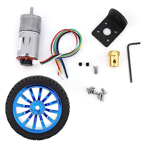 24-V-DIY-Encoder-Zahnradmotor, mehrere Drehzahl-Optionen für Radkit Elektromotor mit Befestigungshalterung 65 mm, Metallgetriebe und hochfache Kohlenstoffbürsten für Autos, (Geschwindigkeit 100) von WOHPNLE