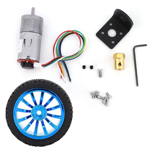 24-V-DIY-Encoder-Zahnradmotor, mehrere Drehzahl-Optionen für Radkit Elektromotor mit Befestigungshalterung 65 mm, Metallgetriebe und hochfache Kohlenstoffbürsten für Autos, (Geschwindigkeit 30) von WOHPNLE