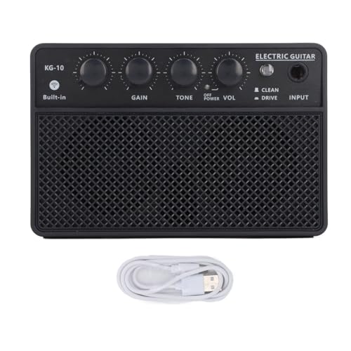 Portable Electric Guitar Amp Kit, 10W Plastic Mini Electric Guitar Amp with Headphone Jack Compact Rechargeable Electric Guitar Amp Kit for Home, Stage, Travel and Desktop von WOHPNLE