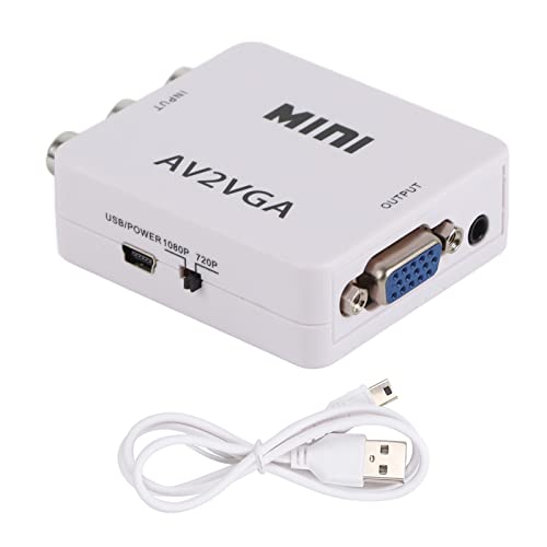 WOHPNLE 480p White Video Converter, Composite Audio Video-Übergang unterstützt 60 Hz-75Hz Refresh-Rate AV zu VGA-Adapter, kompatibel mit Set-Top-Box, DVD, Webcam, VCD WOHPNLE 480p White Video Converter, Composite Audio Video-Übergang unterstützt 60 Hz-75Hz Refresh-Rate AV zu VGA-Adapter, kompatibel mit Set-Top-Box, DVD, Webcam, VCD von WOHPNLE