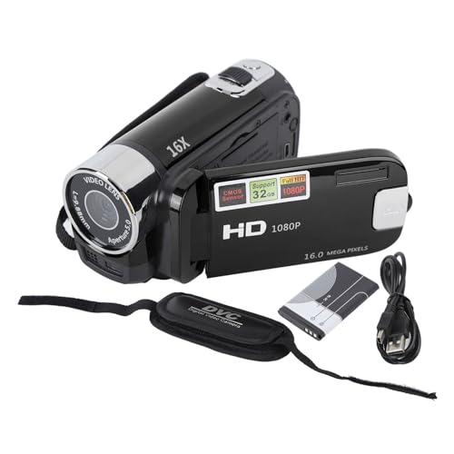 WOHPNLE 4K 48MP DV -Kamera, 2,7 -Zoll -Bildschirm -Vlogging -Kamera, Videokamera mit 16 -facher Zoom, Fülllicht und USB -Webcam -Modus, umfasst Batterie- und USB -Kabel (Schwarz) von WOHPNLE