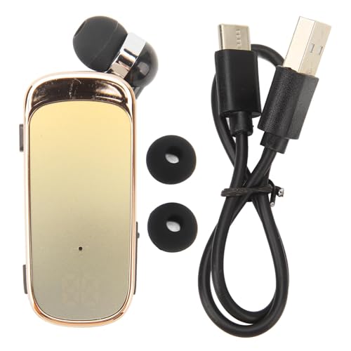 WOHPNLE LED -Batterieanzeige Bluetooth -Kopfhörer, 20 Stunden Spielzeit Retractable Headset Clip auf Ohrhörern Wireless Kopfhörer Single -Ohr -Design für Anrufe Musik (Gradientengelb) von WOHPNLE