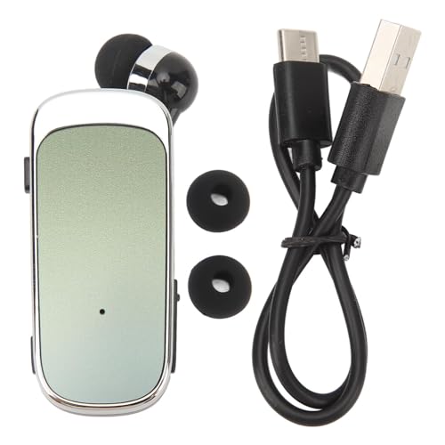 WOHPNLE LED -Batterieanzeige Bluetooth -Kopfhörer, 20 Stunden Spielzeit Retractable Headset Clip auf Ohrhörern Wireless Kopfhörer Single -Ohr -Design für Anrufe Musik (Gradientengrün) von WOHPNLE