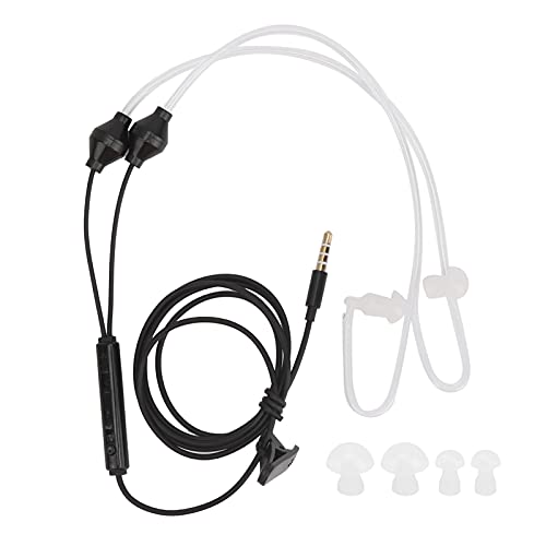 WOHPNLE Leichte Luftschlauch-Kopfhörer, strahlungsfreie Ohrhörer mit freihändigem Mikrofon, EMF-freie Ohrhörer für 3,5-mm-Noir-Buchse, sicherer und klarer Ton, integrierte (Schwarz) von WOHPNLE