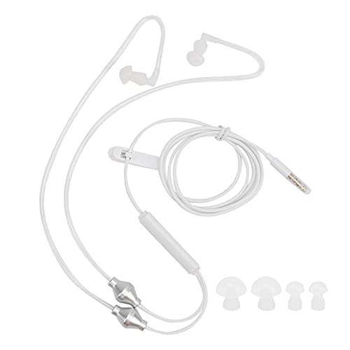 WOHPNLE Leichte Luftschlauch-Kopfhörer, strahlungsfreie Ohrhörer mit freihändigem Mikrofon, EMF-freie Ohrhörer für 3,5-mm-Noir-Buchse, sicherer und klarer Ton, integrierte (Weiß) von WOHPNLE