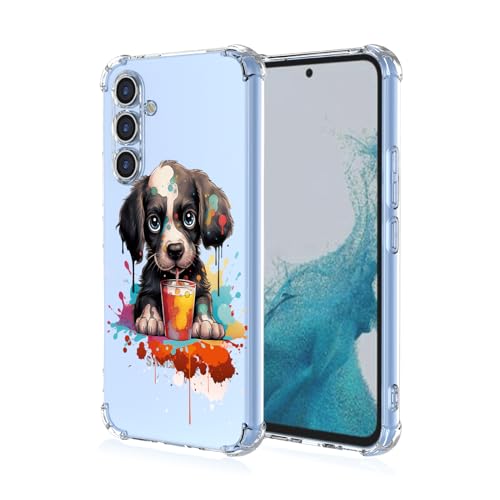 WOKEZ Clear Hülle für Samsung Galaxy A15 5G/4G, Transparente Handyhülle für Samsung A15 5G/4G mit Hund Muster, Stoßfeste TPU Schlanke Bumper Schutzhülle-A32 von WOKEZ