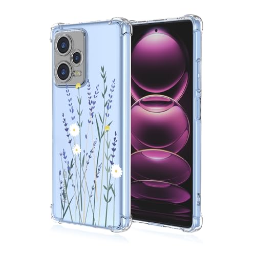 WOKEZ Clear Hülle für Xiaomi Redmi Note 12 Pro Plus 5G, Stoßfeste TPU Handyhülle für Redmi Note12 Pro+ mit Blumen Muster, Transparente Schutzhülle Schlanke Bumper-B38 von WOKEZ