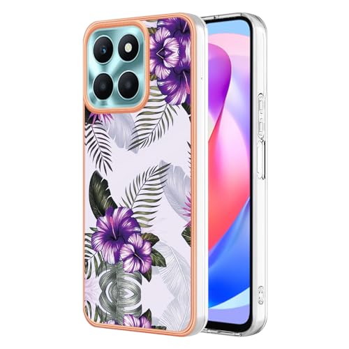 WOKEZ Hülle für Honor X6a, Weiche TPU Silikon Handyhülle für Honor X6a mit Blumen, Dünne Kratzfest Schutzhülle mit Stoßfest Bumper für Frauen und Mädchen-6 von WOKEZ