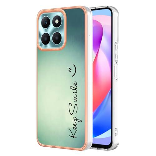 WOKEZ Hülle für Honor X6a, Weiche TPU Silikon Handyhülle für Honor X6a mit Smiley, Dünne Kratzfest Schutzhülle mit Stoßfest Bumper für Frauen und Mädchen-021 von WOKEZ