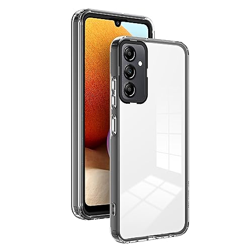 WOKEZ Hülle für Samsung Galaxy A14 5G/4G, Stoßfest Trasparente Handyhülle für Samsung A14 5G/4G mit Bumper Case, Anti-Rutsch Schutzhülle mit Farbigem Rahmen und Klarer PC-Rückseite-Schwarz von WOKEZ