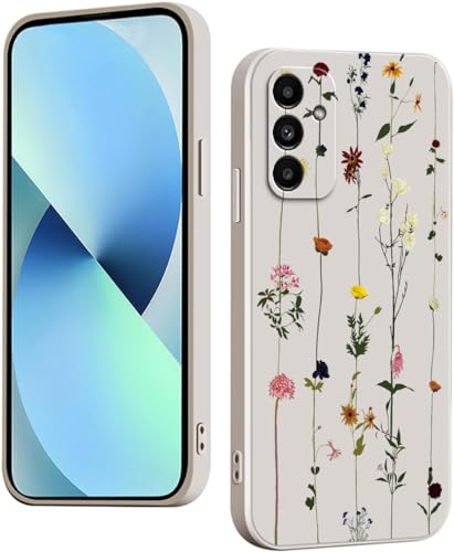 WOKEZ Hülle für Samsung Galaxy A35 5G mit Blume, Dünn Silikon Handyhülle für Samsung A35 5G mit Microfiber Schutzhülle, Stoßfest Weiches Case Cover mit Kratzfest-Weiß39 von WOKEZ