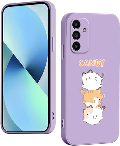 WOKEZ Hülle für Samsung Galaxy A54 5G mit Viele Katzen, Dünn Silikon Handyhülle für Samsung A54 5G mit Microfiber Schutzhülle, Stoßfest Weiches Case Cover mit Kratzfest-Lila26 von WOKEZ