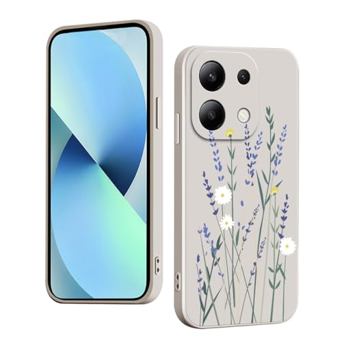 WOKEZ Hülle für Xiaomi Redmi Note 13 4G mit Blumen Muster, Dünn Silikon Handyhülle für Redmi Note 13 4G mit Microfiber Schutzhülle, Stoßfest Weiches Case Cover mit Kratzfest-Weiß38 von WOKEZ