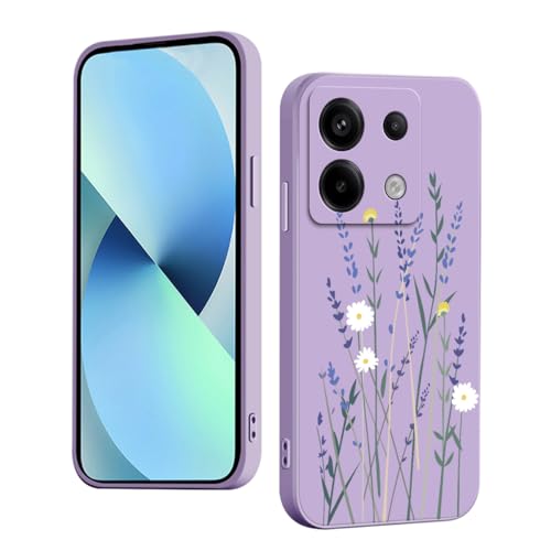 WOKEZ Hülle für Xiaomi Redmi Note 13 Pro 5G/Poco X6 mit Blumen, Dünn Silikon Handyhülle für Redmi Note13 Pro 5G/Poco X6, Stoßfest Weiches Case mit Kratzfest-Lila38 von WOKEZ