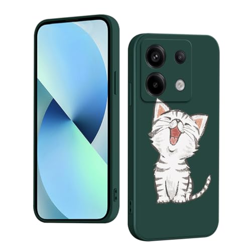 WOKEZ Hülle für Xiaomi Redmi Note 13 Pro 5G/Poco X6 mit Kätzchen, Dünn Silikon Handyhülle für Redmi Note13 Pro 5G/Poco X6, Stoßfest Weiches Case mit Kratzfest-Grün07 von WOKEZ