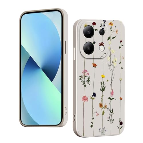 WOKEZ Hülle für Xiaomi Redmi Note13 Pro 4G/Poco M6 Pro 4G mit Blume, Dünn Silikon Handyhülle für Redmi Note13 Pro 4G/Poco M6 Pro 4G, Stoßfest Weiches Case mit Kratzfest-Weiß39 von WOKEZ