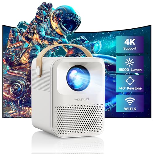 Mini Beamer 4K, WOLFANG 5G WiFi Bluetooth Portable Projektor, Native 1080P 15000 Lumen, Trapezkorrektur, Dual Stereo-Lautsprecher 200-Zoll, Zoom, Kompatibel mit Phone/Laptop/Fire Stick/PS5 Mini Beamer 4K, WOLFANG 5G WiFi Bluetooth Portable Projektor, Native 1080P 15000 Lumen, Trapezkorrektur, Dual Stereo-Lautsprecher 200-Zoll, Zoom, Kompatibel mit Phone/Laptop/Fire Stick/PS5 von WOLFANG