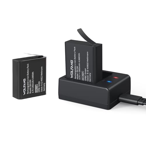 WOLFANG Action Cam Battery Charging Set with Two 1350 mAh Batteries and USB Charger for GA100 / GA200 / GA300 WOLFANG Action Cam Battery Charging Set with Two 1350 mAh Batteries and USB Charger for GA100 / GA200 / GA300 von WOLFANG