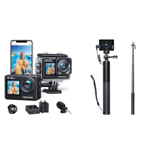WOLFANG Action Cam GA200 4K30FPS & Wiederaufladbarer Selfie Stick Set WOLFANG Action Cam GA200 4K30FPS & Wiederaufladbarer Selfie Stick Set von WOLFANG