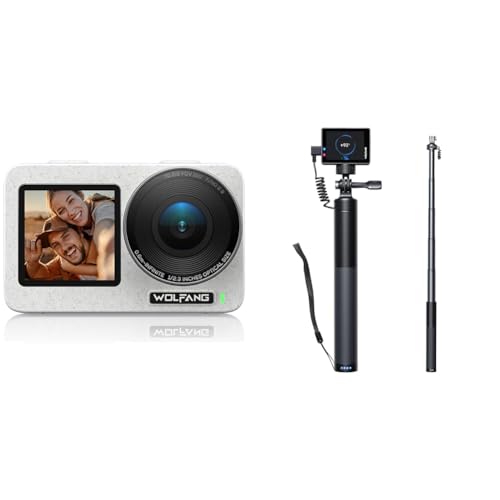 WOLFANG Action Cam Seeker & Wiederaufladbarer Selfie Stick Set von WOLFANG
