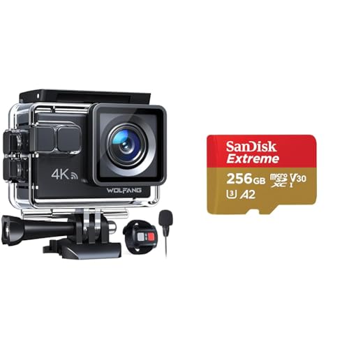 WOLFANG GA100 Action Cam 4K 20MP Unterwasserkamera & SanDisk Extreme microSDXC UHS-I Speicherkarte 256 GB + Adapter WOLFANG GA100 Action Cam 4K 20MP Unterwasserkamera & SanDisk Extreme microSDXC UHS-I Speicherkarte 256 GB + Adapter von WOLFANG