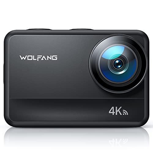 WOLFANG GA400 Action Cam 4K 60FPS Unterwasserkamera WiFi 8M Wasserdicht ohne Gehäuse 3.0 EIS Bildstabilisator Touchscreen Helmkamera (Fernbedienung, 2 x 1350mAh Akkus und Zubehör Kit) von WOLFANG